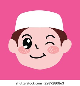 Cartoon children Moslem avatar design