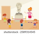 Cartoon Children At A Museum