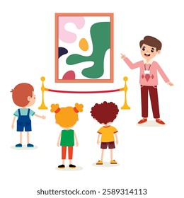 Cartoon Children At A Museum