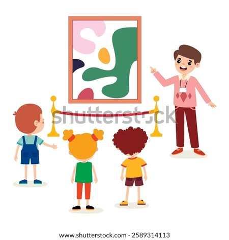 Cartoon Children At A Museum
