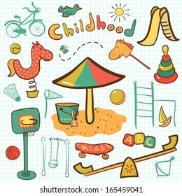 Cartoon children playground icon, vector ilustration set