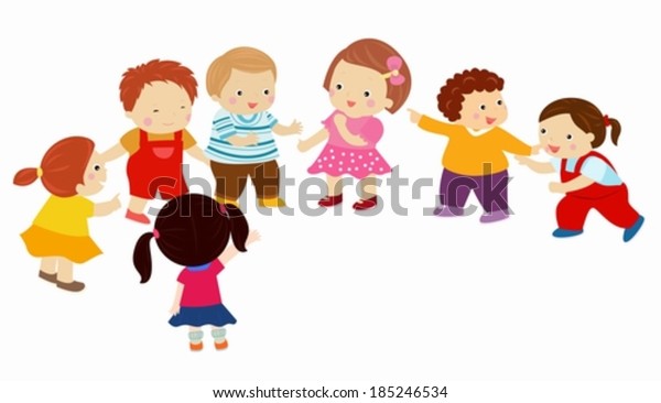 Cartoon Children Playing Stock Vector (Royalty Free) 185246534 ...