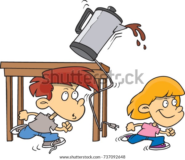 Vector De Stock Libre De Regalias Sobre Dibujos Animados Ninos Corriendo Y Golpeando737092648