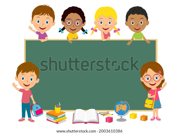 Cartoon Children School Blackboardillustrationvector Stock Vector ...