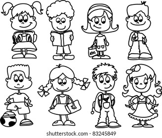 cartoon children, students