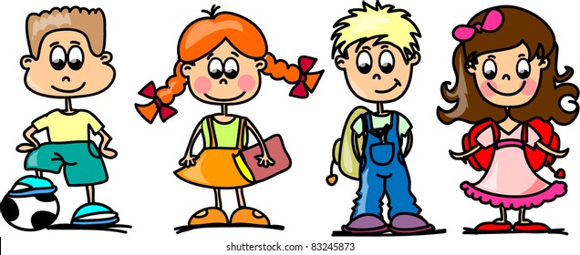 cartoon children, students