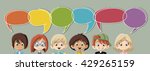 Cartoon children talking with speech bubbles