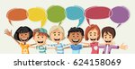 Cartoon children talking with speech bubbles

