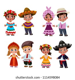 People Different Nationalities Traditional Dress Vektor Stock Vector ...