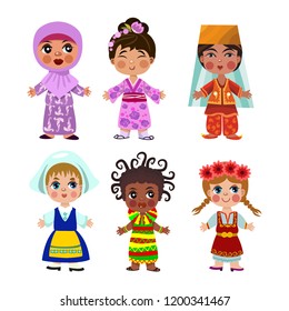 Girls Wearing Old Traditional Clothes United Stock Vector (Royalty Free ...