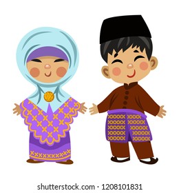 
Cartoon children in traditional dress. Isolated on white background. 

Vector illustration of multicultural national children