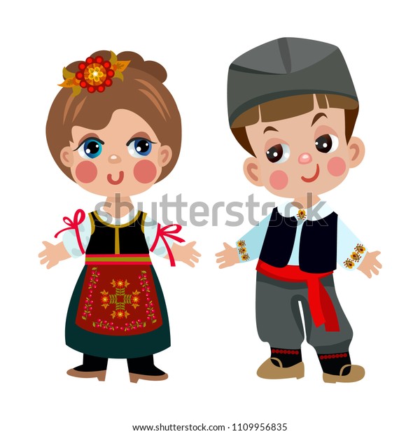 Cartoon Children Traditional Dress Isolated On Stock Vector (Royalty ...