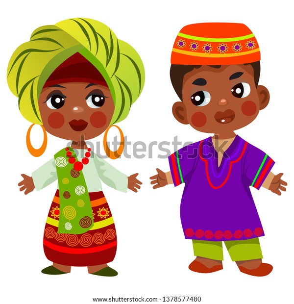 Cartoon Children Traditional Dress Isolated On Stock Vector (Royalty ...