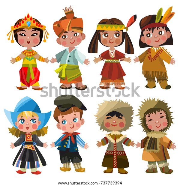 Cartoon Children Traditional Dress Isolated On Stock Vector (Royalty ...