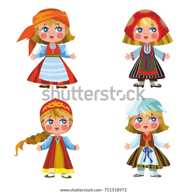 Cartoon Children Traditional Dress Isolated On Stock Vector (Royalty ...