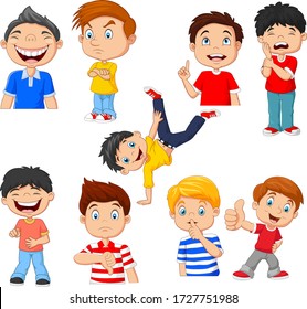 Cartoon children with various expressions and gesture