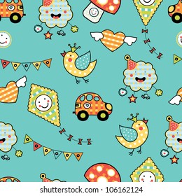 Cartoon children's seamless  pattern in vector. 