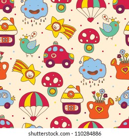 Cartoon children's seamless pattern in vector.