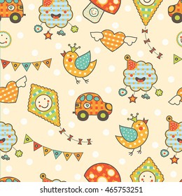 Cartoon children's seamless  pattern in vector. 