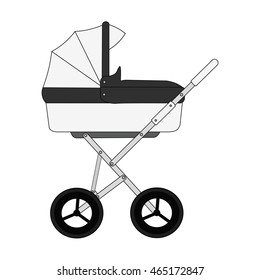 Cartoon children's stroller for a newborn baby.