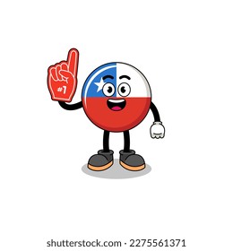Cartoon of chile flag catching a butterfly , character design