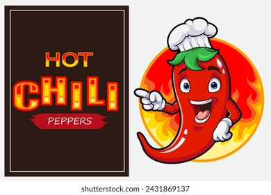 cartoon chili chef pointing at the board