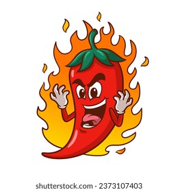 Cartoon chili mascot illustration, perfect for restaurant business needs