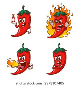 Cartoon chili mascot illustration, perfect for restaurant business needs