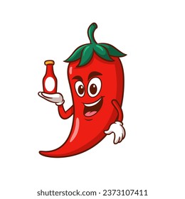 Cartoon chili mascot illustration, perfect for restaurant business needs