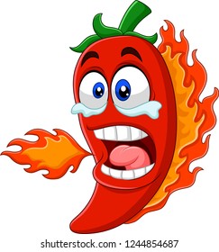 Cartoon Chili Pepper Breathing Fire