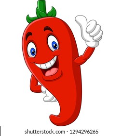 Cartoon chili pepper giving thumbs up