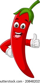 Cartoon chili pepper giving thumbs up