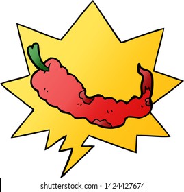 pimiento picante con burbuja de habla en un estilo de gradiente suave