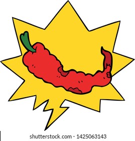 chile de dibujos animados con burbuja de habla