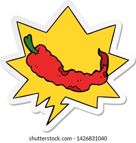 cartoon chili pepper with speech bubble sticker