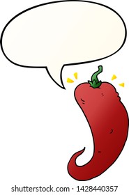 pimiento picante con burbuja de habla en un estilo de gradiente suave