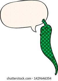 chile de dibujos animados con burbuja de discursos al estilo de un libro de historietas