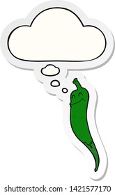 cartoon chili pepper with thought bubble as a printed sticker