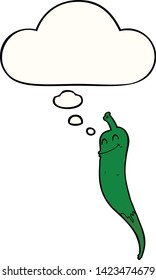 cartoon chili pepper with thought bubble