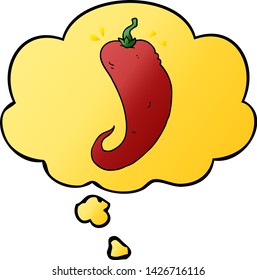 pimiento picante con burbuja de pensamiento en un estilo de gradiente suave