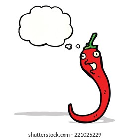 cartoon chili pepper with thought bubble