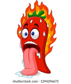 Cartoon chili pepper with tongue out