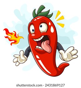 Cartoon chili pepper with tongue out