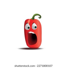 Cartoon chili peppers on a white background. Vector illustration	