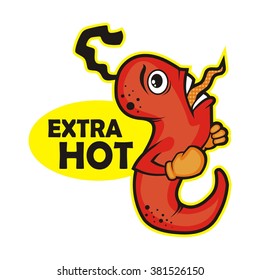 cartoon chili that is sticking out her tongue in the heat