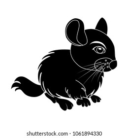 Cartoon chinchilla silhouette isolated on white background
