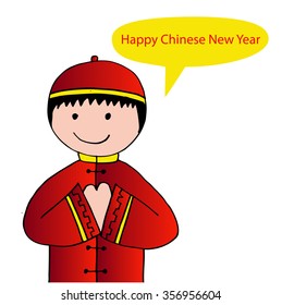 Cartoon of Chinese boy