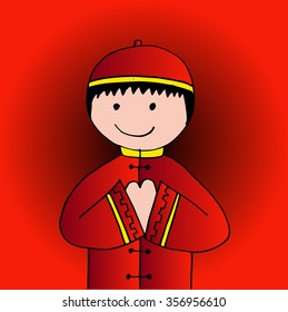 Cartoon of Chinese boy