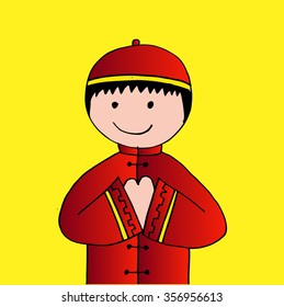 Cartoon of Chinese boy