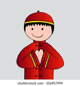 Cartoon of Chinese boy